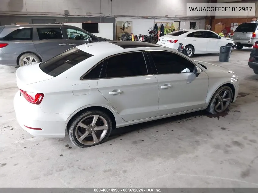 2015 Audi A3 1.8T Premium VIN: WAUACGFF0F1012987 Lot: 40014998