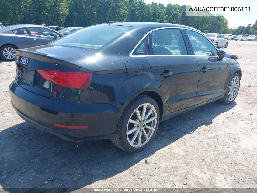 2015 Audi A3 Premium VIN: WAUACGFF3F1006181 Lot: 40102525