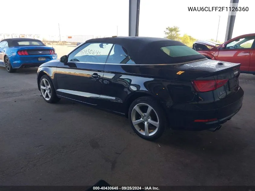 2015 Audi A3 1.8T Premium VIN: WAU6CLFF2F1126360 Lot: 40430645