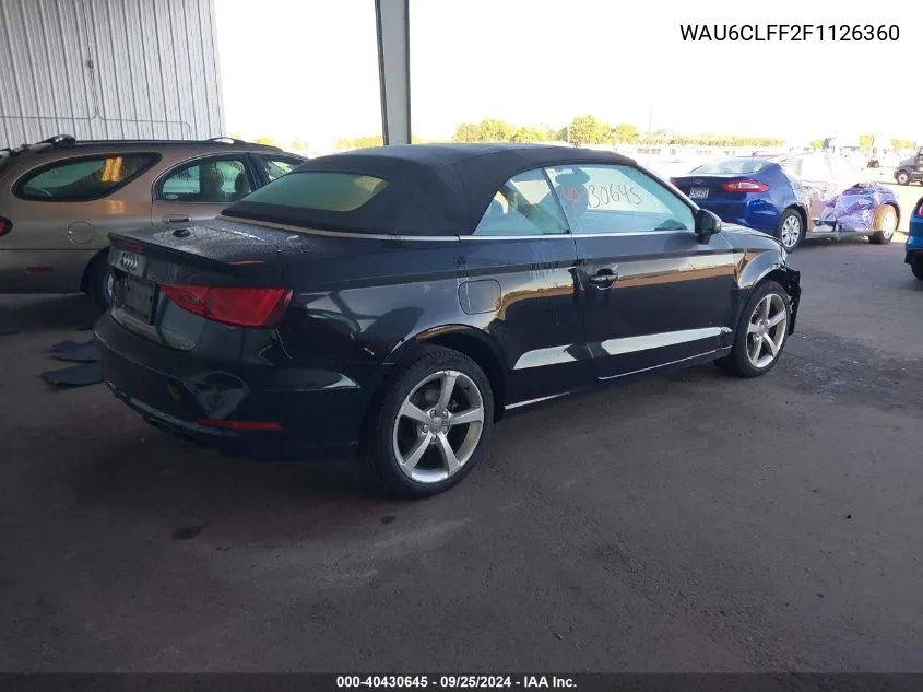 2015 Audi A3 1.8T Premium VIN: WAU6CLFF2F1126360 Lot: 40430645