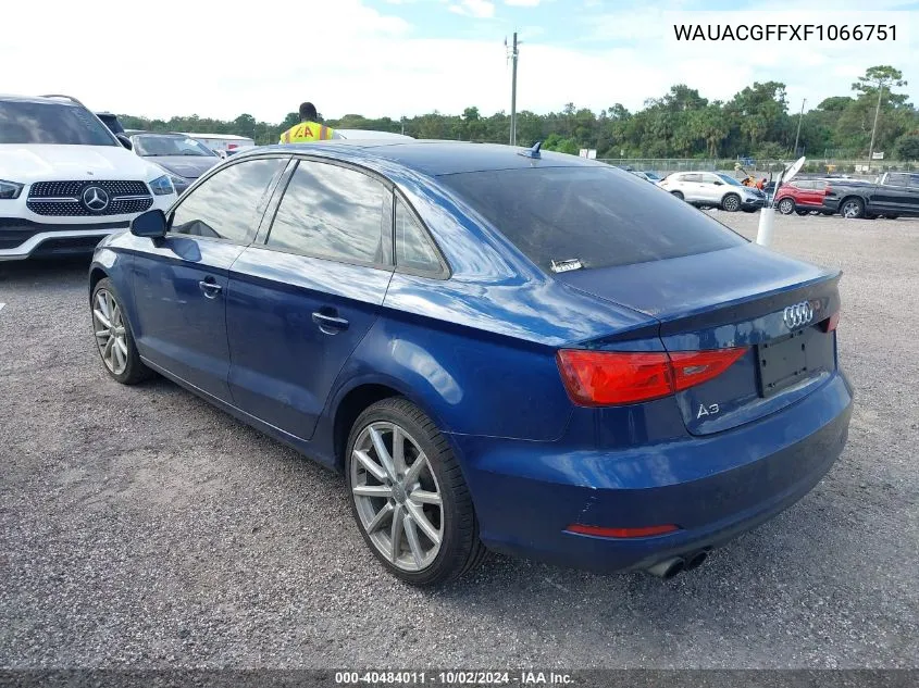 2015 Audi A3 Premium VIN: WAUACGFFXF1066751 Lot: 40484011