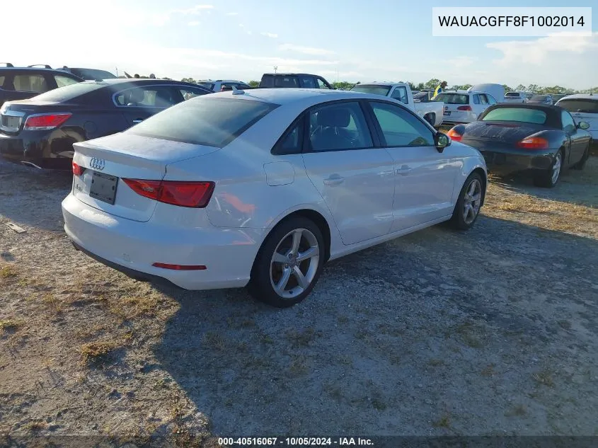 2015 Audi A3 Premium VIN: WAUACGFF8F1002014 Lot: 40516067