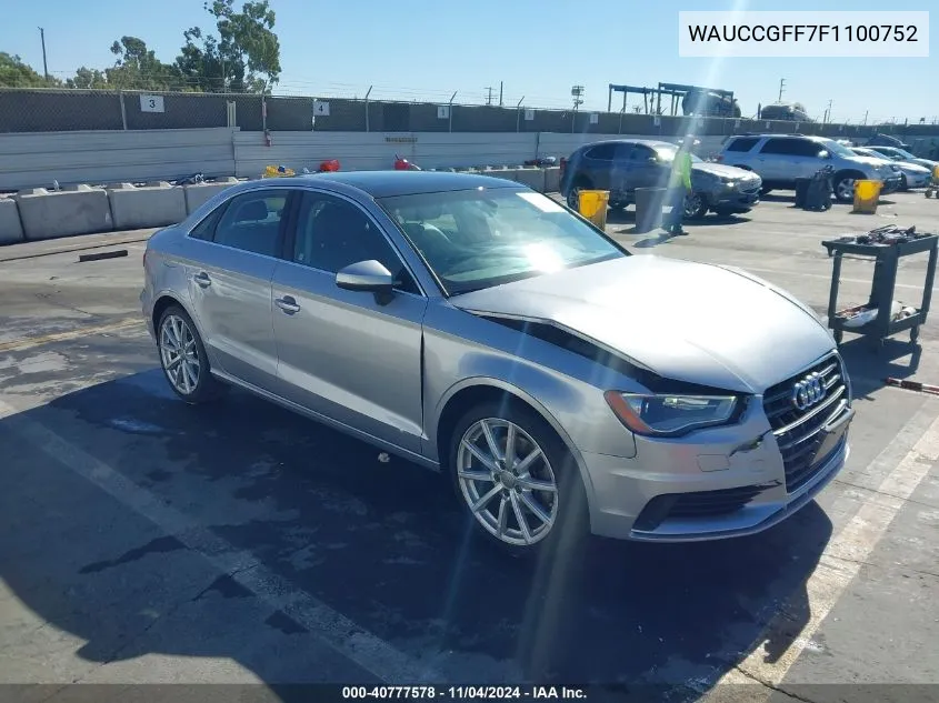 2015 Audi A3 1.8T Premium VIN: WAUCCGFF7F1100752 Lot: 40777578