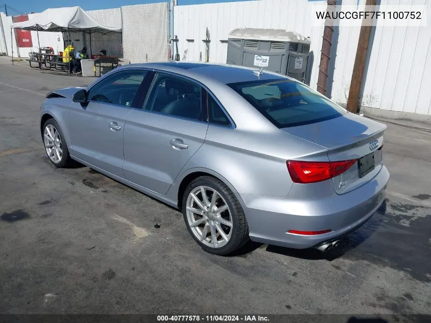 2015 Audi A3 1.8T Premium VIN: WAUCCGFF7F1100752 Lot: 40777578