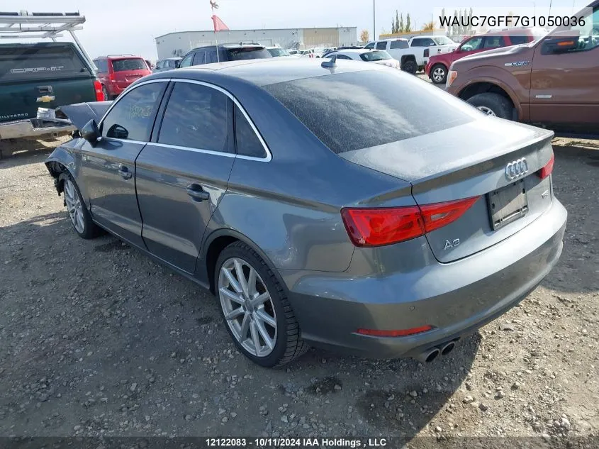 2016 Audi A3 VIN: WAUC7GFF7G1050036 Lot: 12122083