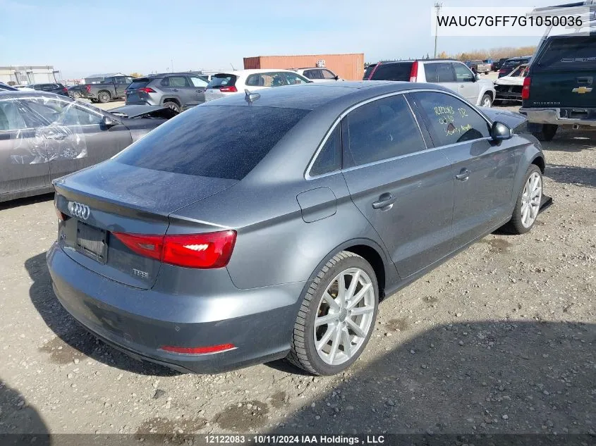 2016 Audi A3 VIN: WAUC7GFF7G1050036 Lot: 12122083