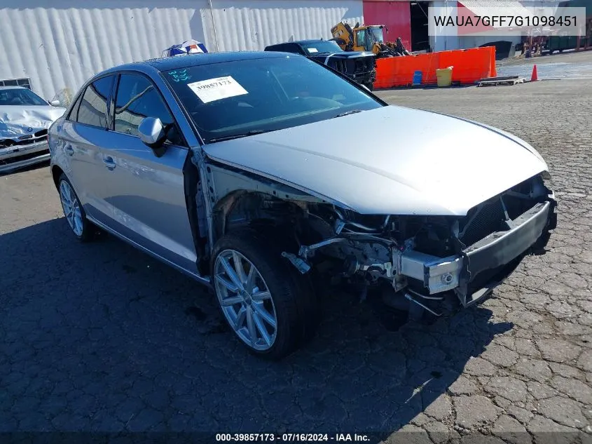 2016 Audi A3 1.8T Premium VIN: WAUA7GFF7G1098451 Lot: 39857173