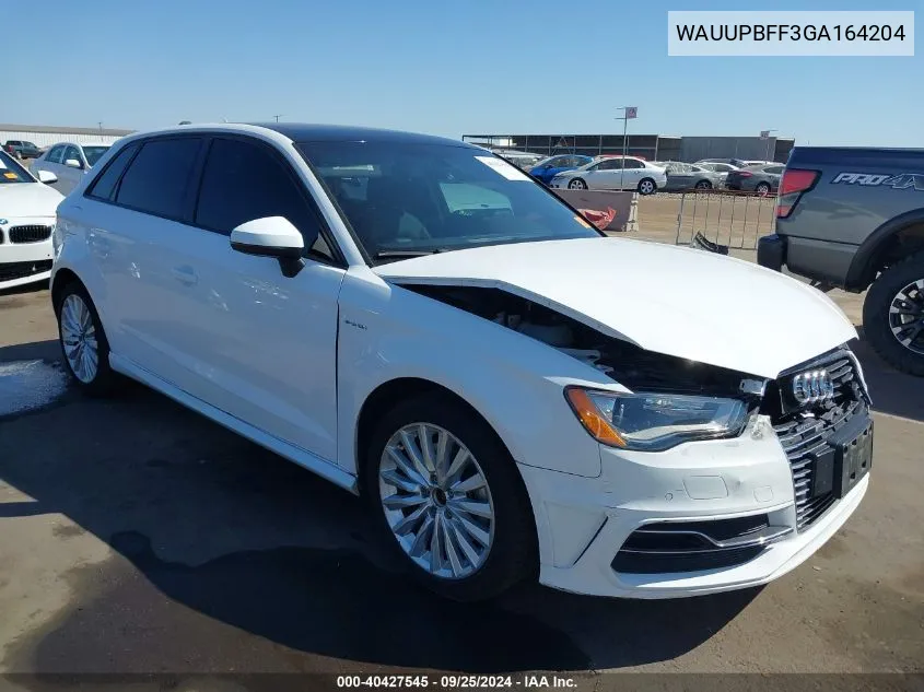 2016 Audi A3 E-Tron 1.4T Premium VIN: WAUUPBFF3GA164204 Lot: 40427545