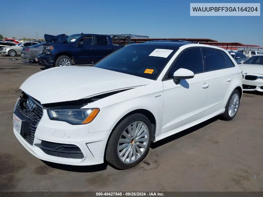 2016 Audi A3 E-Tron 1.4T Premium VIN: WAUUPBFF3GA164204 Lot: 40427545