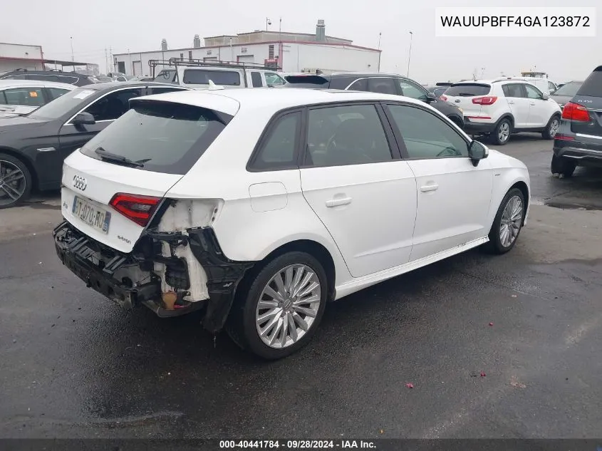 2016 Audi A3 E-Tron 1.4T Premium VIN: WAUUPBFF4GA123872 Lot: 40441784