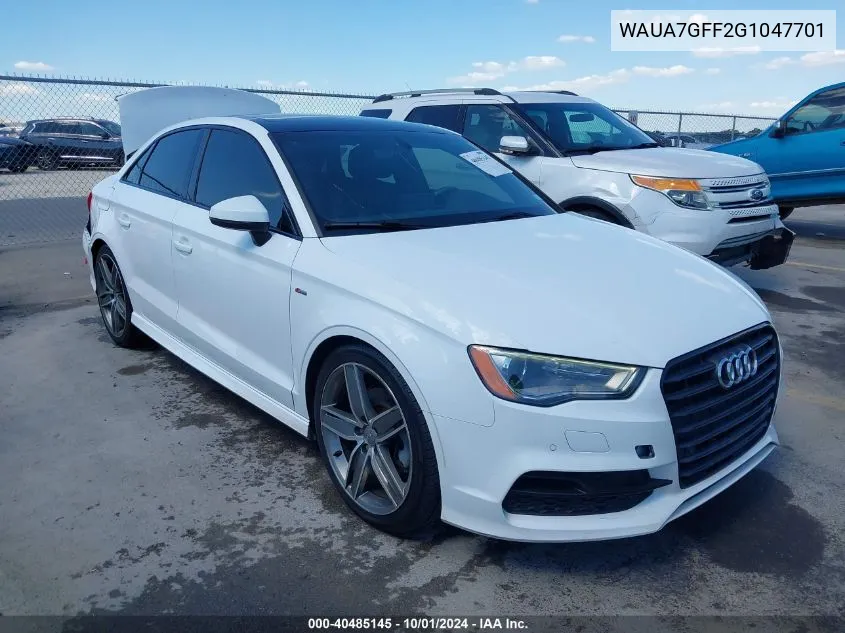 2016 Audi A3 1.8T Premium VIN: WAUA7GFF2G1047701 Lot: 40485145