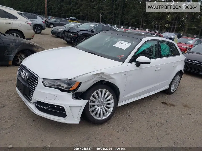 2016 Audi A3 E-Tron 1.4T Premium VIN: WAUTPBFF0GA136064 Lot: 40488471