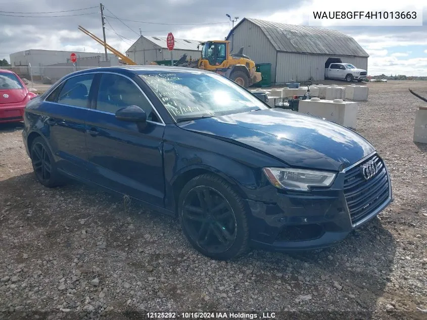 2017 Audi A3 VIN: WAUE8GFF4H1013663 Lot: 12125292