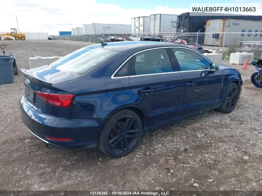 2017 Audi A3 VIN: WAUE8GFF4H1013663 Lot: 12125292