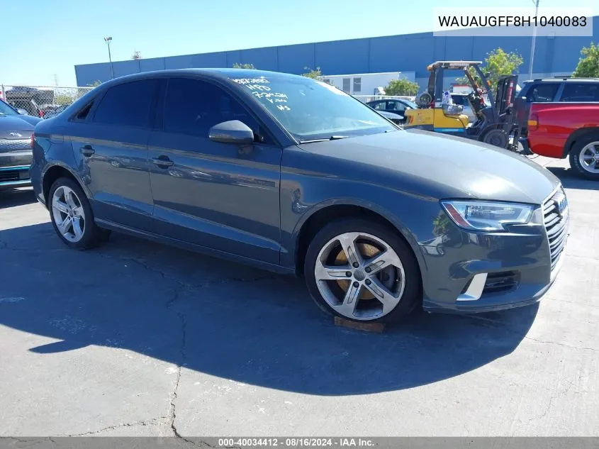 2017 Audi A3 2.0T Premium VIN: WAUAUGFF8H1040083 Lot: 40034412