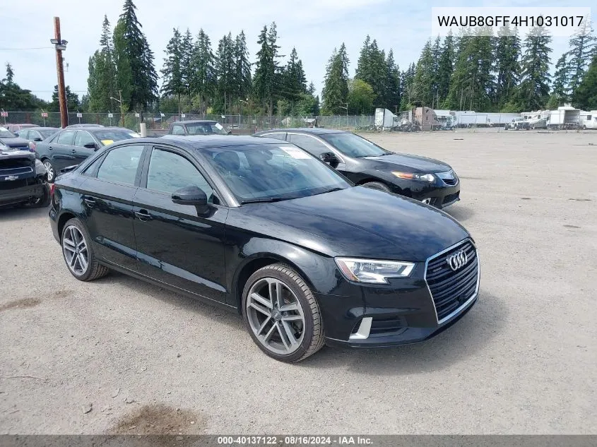 WAUB8GFF4H1031017 2017 Audi A3 2.0T Premium