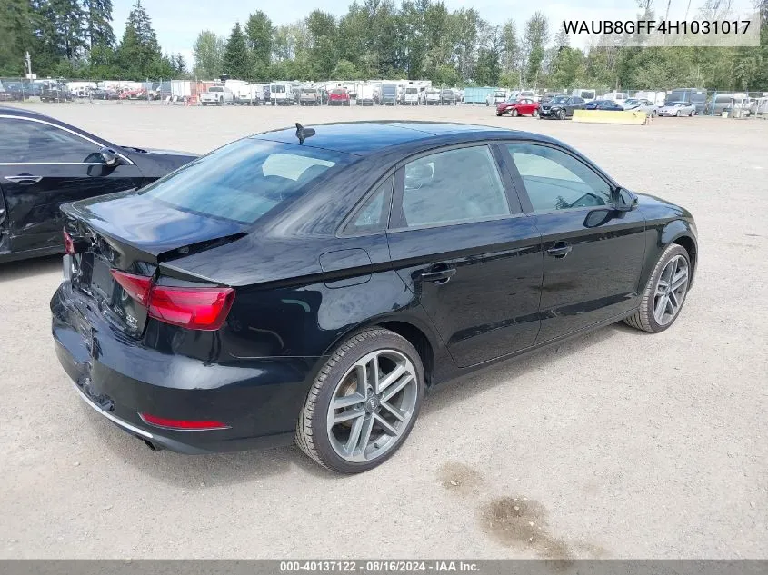 WAUB8GFF4H1031017 2017 Audi A3 2.0T Premium