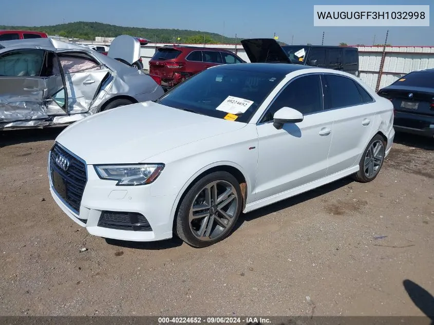 WAUGUGFF3H1032998 2017 Audi A3 2.0T Premium