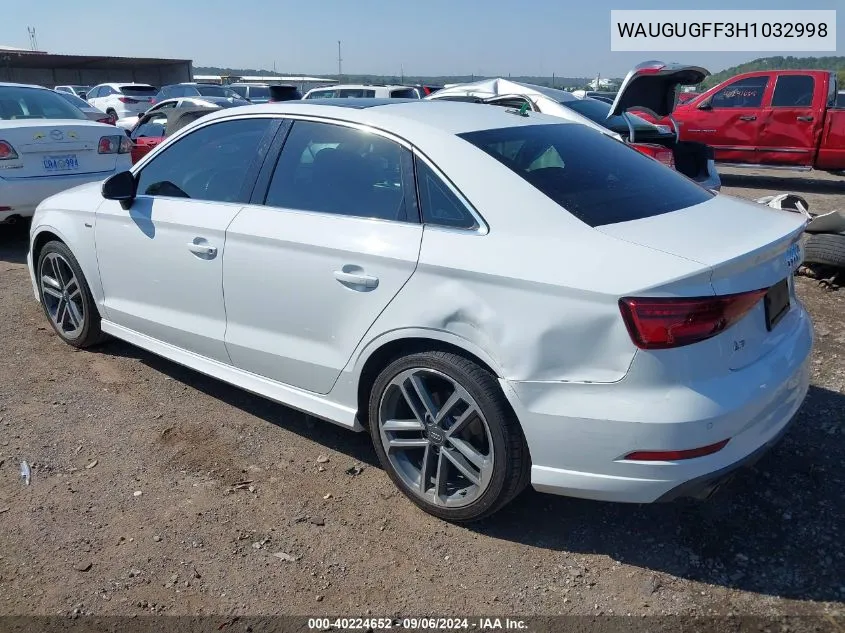 WAUGUGFF3H1032998 2017 Audi A3 2.0T Premium