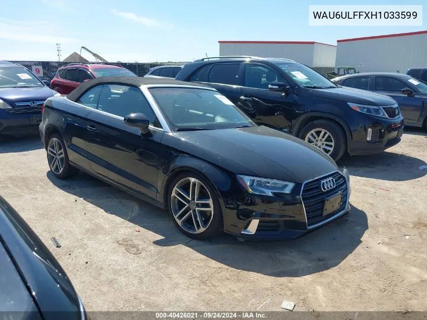 WAU6ULFFXH1033599 2017 Audi A3 Premium