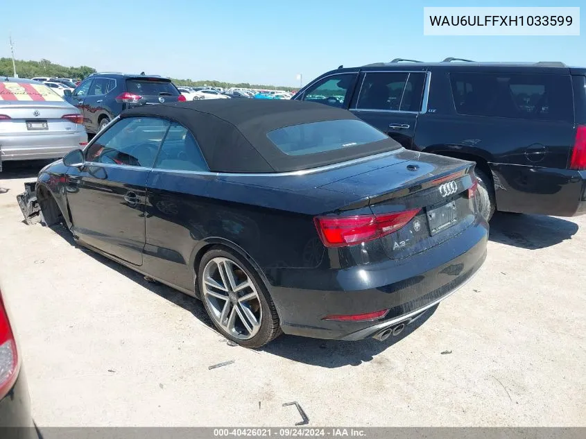 2017 Audi A3 Premium VIN: WAU6ULFFXH1033599 Lot: 40426021