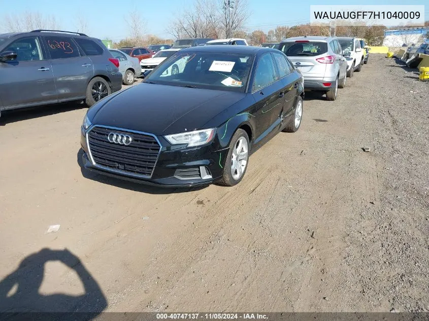 2017 Audi A3 2.0T Premium VIN: WAUAUGFF7H1040009 Lot: 40747137