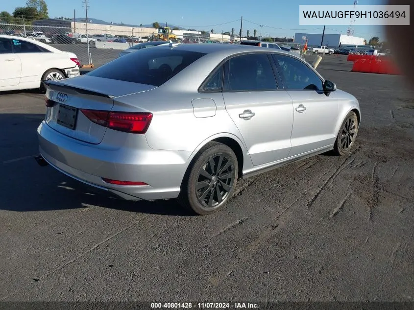 2017 Audi A3 2.0T Premium VIN: WAUAUGFF9H1036494 Lot: 40801428