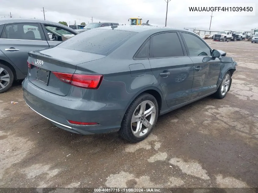 2017 Audi A3 2.0T Premium VIN: WAUAUGFF4H1039450 Lot: 40817715