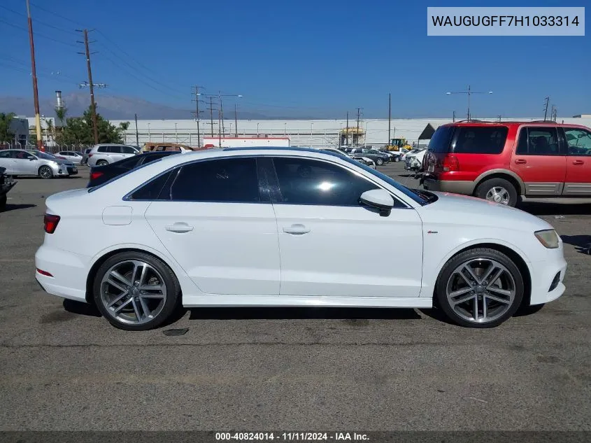 WAUGUGFF7H1033314 2017 Audi A3 2.0T Premium