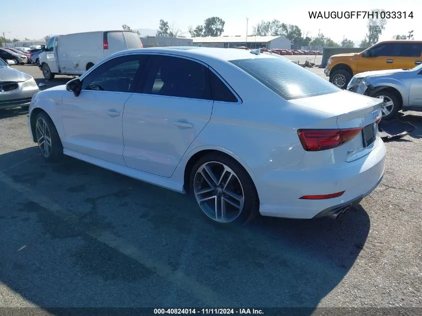 WAUGUGFF7H1033314 2017 Audi A3 2.0T Premium