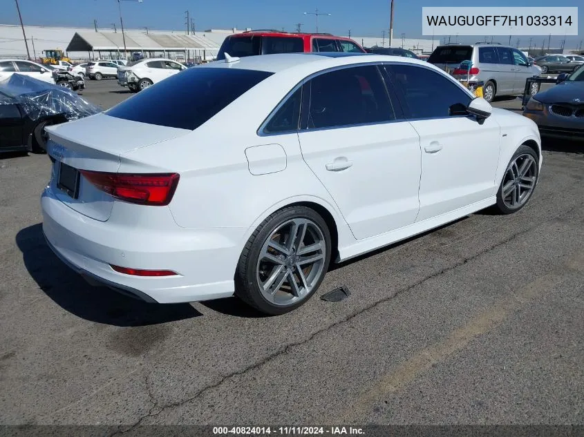 WAUGUGFF7H1033314 2017 Audi A3 2.0T Premium