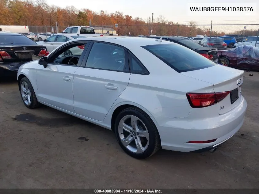 2017 Audi A3 2.0T Premium VIN: WAUB8GFF9H1038576 Lot: 40883984