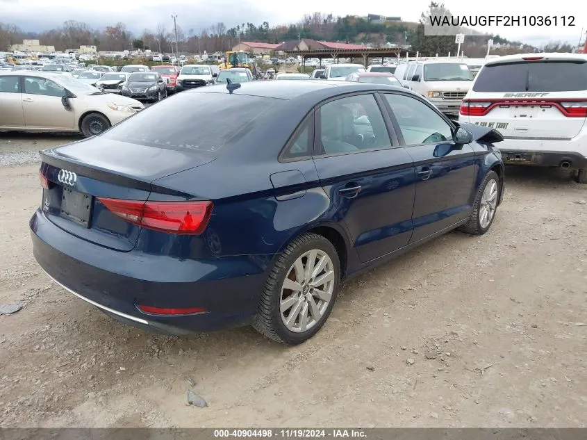 2017 Audi A3 2.0T Premium VIN: WAUAUGFF2H1036112 Lot: 40904498