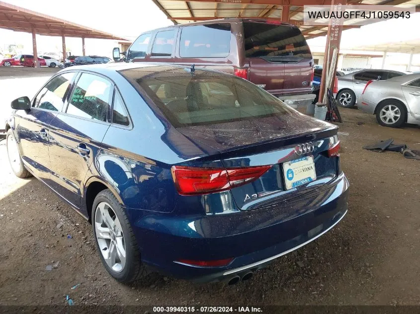 2018 Audi A3 2.0T Premium/2.0T Tech Premium VIN: WAUAUGFF4J1059543 Lot: 39940315