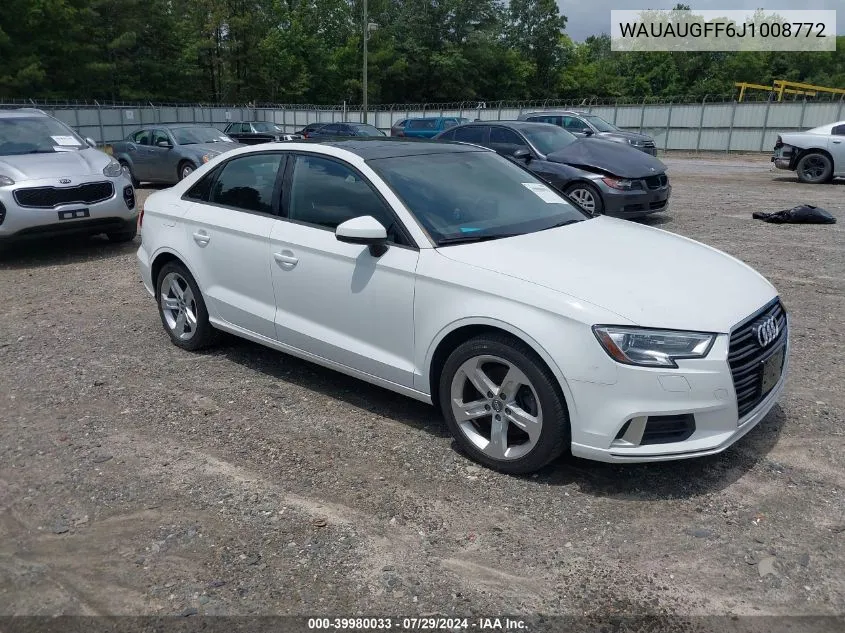 2018 Audi A3 2.0T Premium/2.0T Tech Premium VIN: WAUAUGFF6J1008772 Lot: 39980033