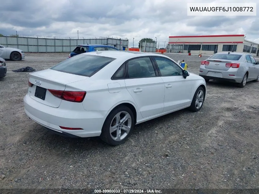 2018 Audi A3 2.0T Premium/2.0T Tech Premium VIN: WAUAUGFF6J1008772 Lot: 39980033