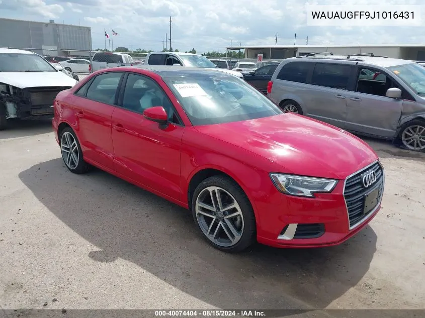 2018 Audi A3 2.0T Premium/2.0T Tech Premium VIN: WAUAUGFF9J1016431 Lot: 40074404