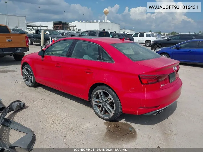 2018 Audi A3 2.0T Premium/2.0T Tech Premium VIN: WAUAUGFF9J1016431 Lot: 40074404