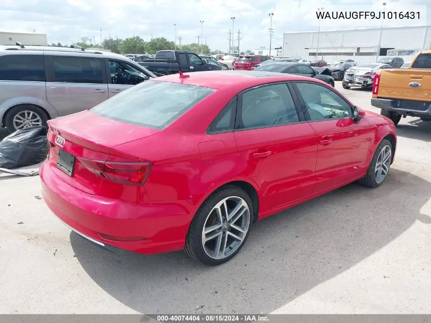 2018 Audi A3 2.0T Premium/2.0T Tech Premium VIN: WAUAUGFF9J1016431 Lot: 40074404