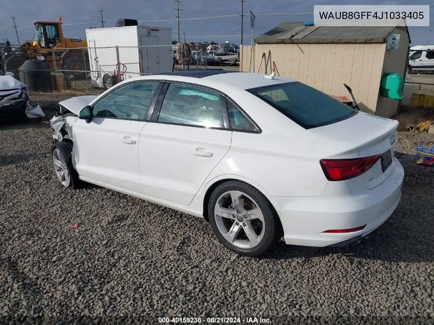 2018 Audi A3 Premium VIN: WAUB8GFF4J1033405 Lot: 40159238