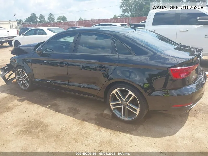 2018 Audi A3 VIN: WAUAUGFF1J1026208 Lot: 40200196