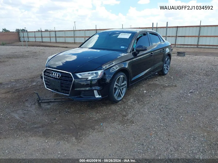 2018 Audi A3 2.0T Premium VIN: WAUAUGFF2J1034592 Lot: 40200916