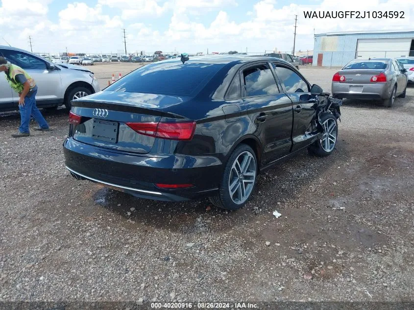 2018 Audi A3 2.0T Premium VIN: WAUAUGFF2J1034592 Lot: 40200916