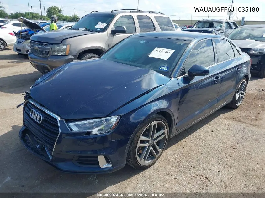 2018 Audi A3 2.0T Premium/2.0T Tech Premium VIN: WAUAUGFF6J1035180 Lot: 40207404