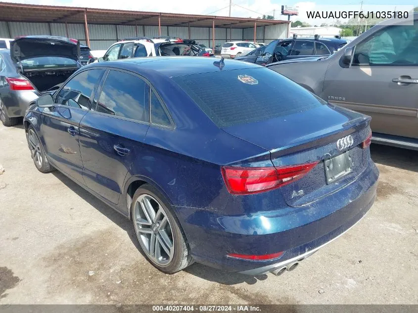 2018 Audi A3 2.0T Premium/2.0T Tech Premium VIN: WAUAUGFF6J1035180 Lot: 40207404