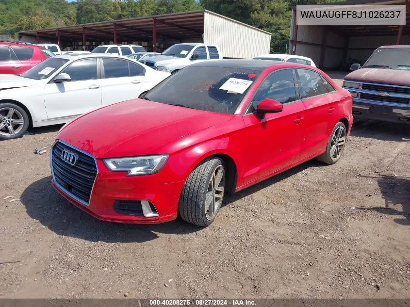 2018 Audi A3 VIN: WAUAUGFF8J1026237 Lot: 40208275