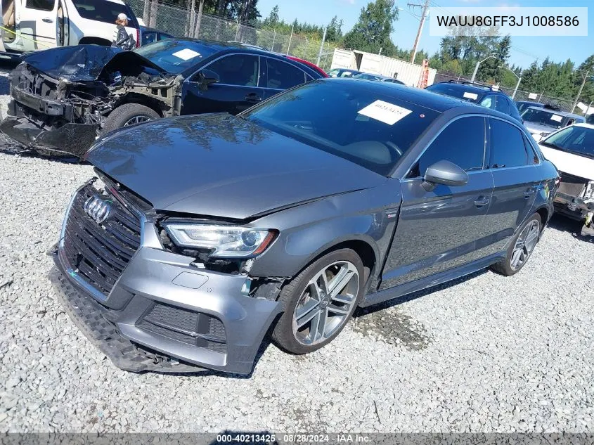 2018 Audi A3 2.0T Premium/2.0T Tech Premium VIN: WAUJ8GFF3J1008586 Lot: 40213425