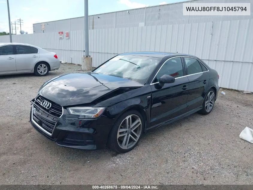 2018 Audi A3 2.0T Premium/2.0T Tech Premium VIN: WAUJ8GFF8J1045794 Lot: 40268675