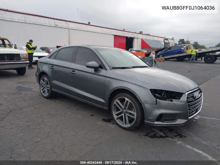 2018 Audi A3 2.0T Premium/2.0T Tech Premium VIN: WAUB8GFF0J1064036 Lot: 40343449