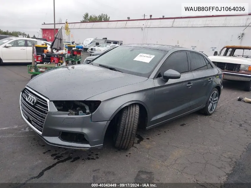 2018 Audi A3 2.0T Premium/2.0T Tech Premium VIN: WAUB8GFF0J1064036 Lot: 40343449